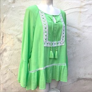 Lilly Pulitzer Amisa Peasant Boho Top L
